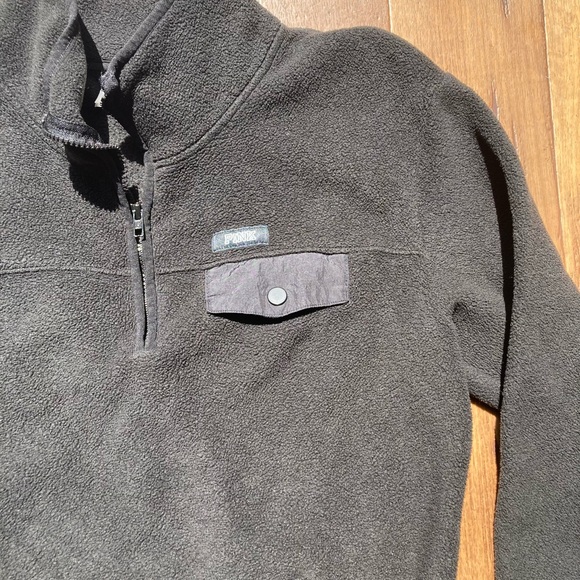 PINK VARSITY HALF ZIP Pullover Sweater Black with Tie and Pocket - Picture 3 of 5